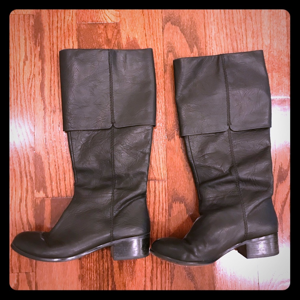 Rosegold black boot sz 6